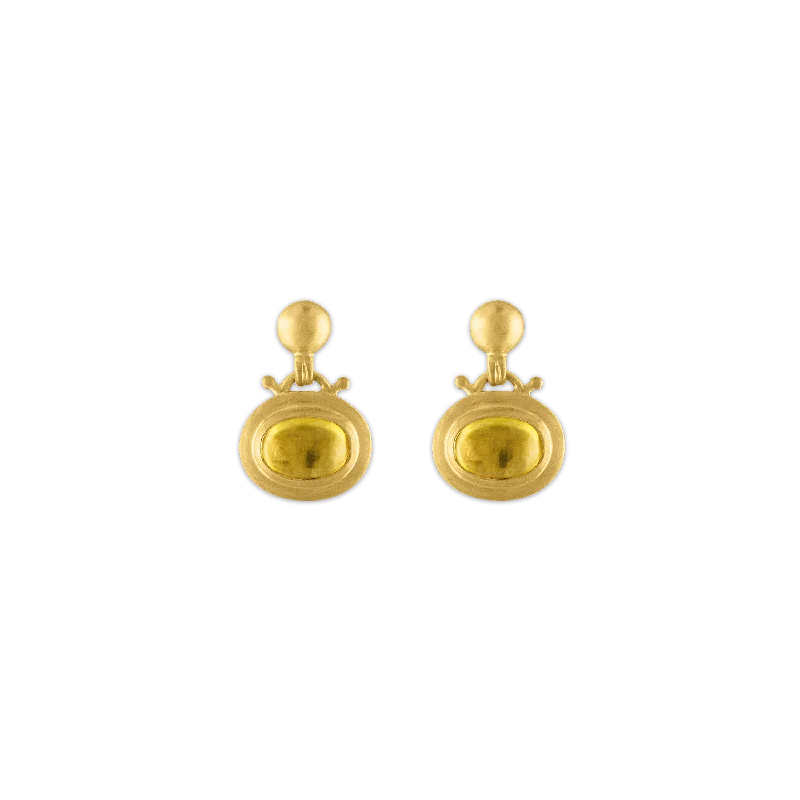 ladies' star earrings -Small Yellow Tourmaline Bell Earrings