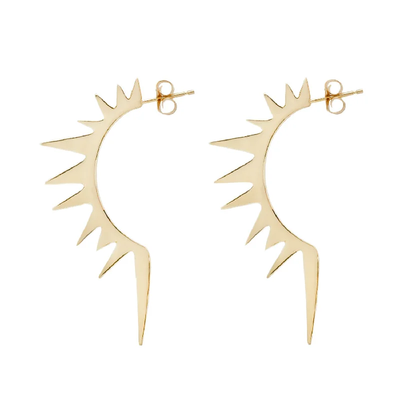 ladies' pearl earrings -Solar Flare Half Hoop Earrings