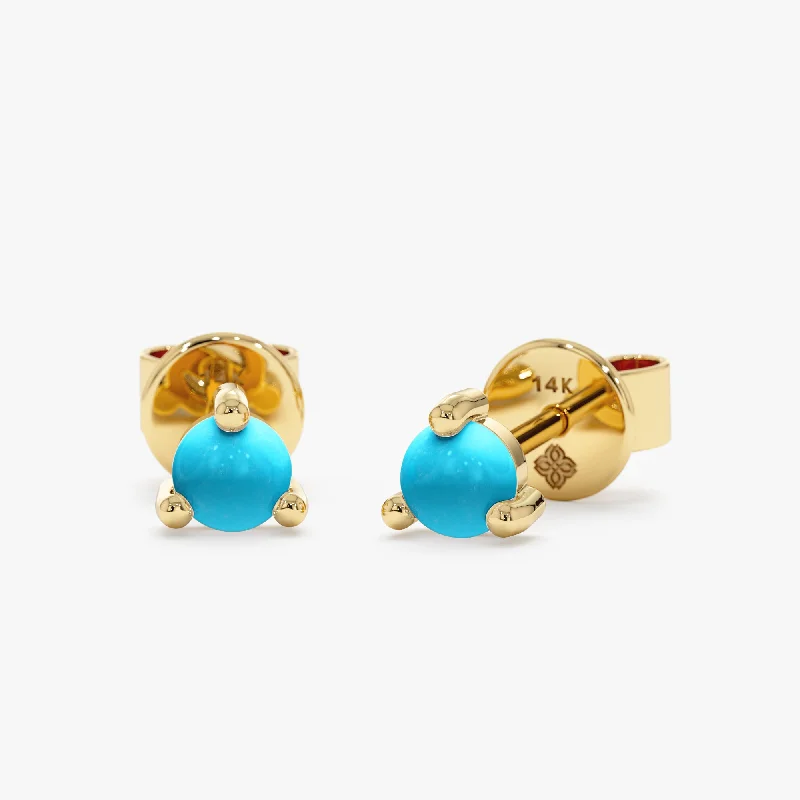 trendy acrylic earrings for women -Solid Gold Turquoise Studs, Winona