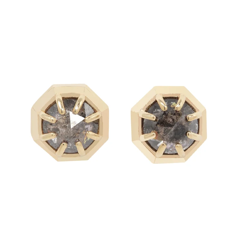 women's huggie earrings -Speckled Diamond Octagon Studs