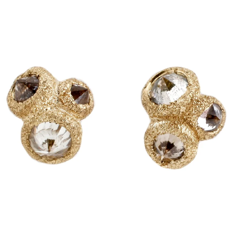 ladies' gemstone earrings -Gold Bezel Inverted Diamond Studs