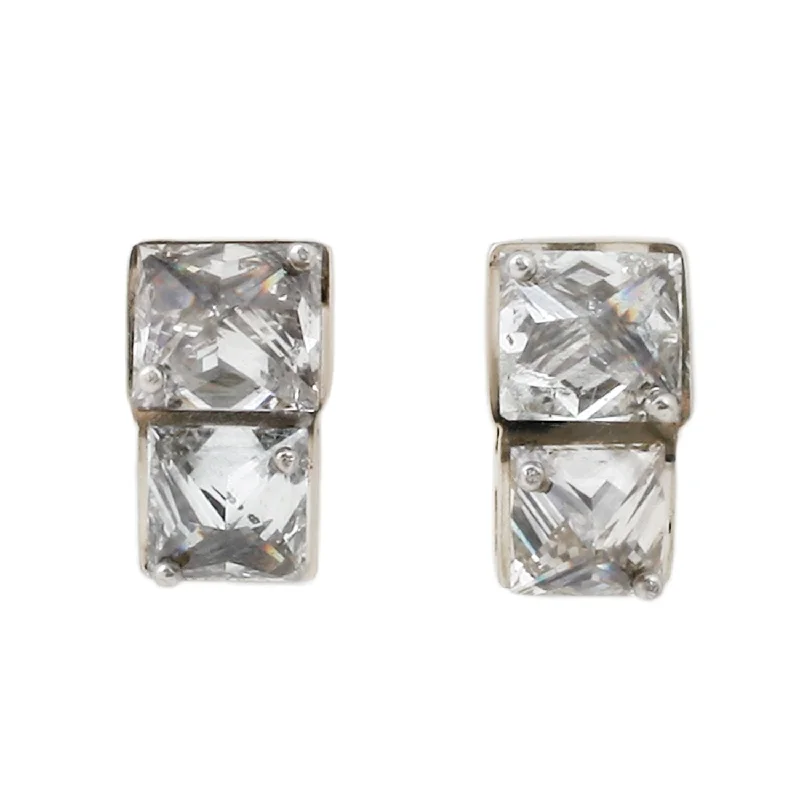 women's celestial earrings -White Square Diamond Studs