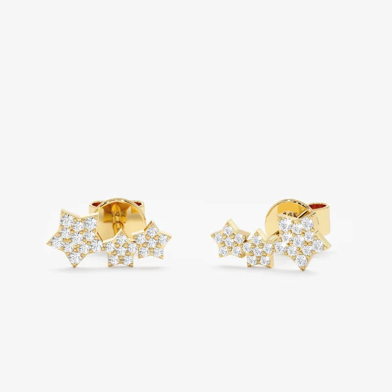 trendy stud earrings for women -Three Star Diamond Studs, Vega