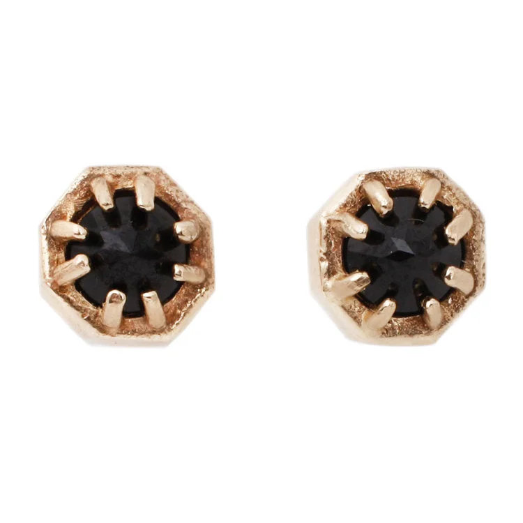 elegant earrings for women -Tiny Black Spinel Studs