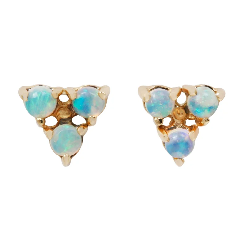 women's minimalist earrings -Tri Opal Studs