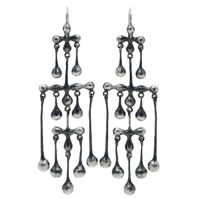 women's geometric earrings -Silver Chandelier Earrings