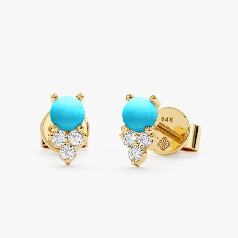 women's celestial earrings -Turquoise & Diamond Cluster Studs, Winona