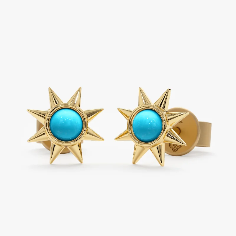 women's wave earrings -Turquoise Sun Studs, Winona