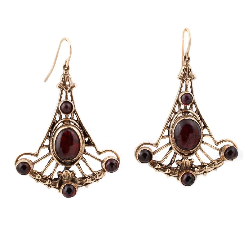 women's oversized hoop earrings -Garnet Fan Earrings