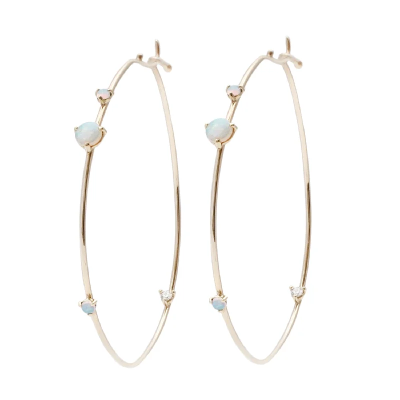 women's beaded earrings -Four Step Hoops