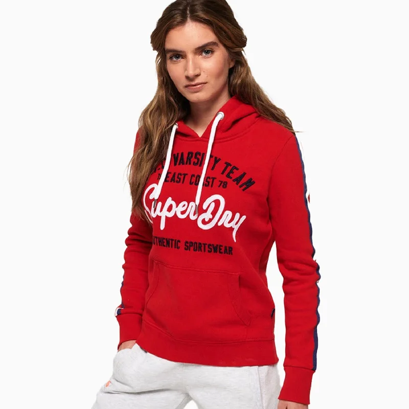 casual layered tops for women -Women's NYC Varsity Embroidery Entry Hoodie