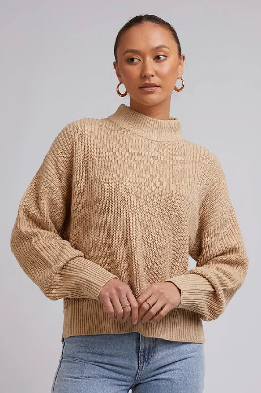 women's formal blouses -Arlo Oat Ribbed Knit