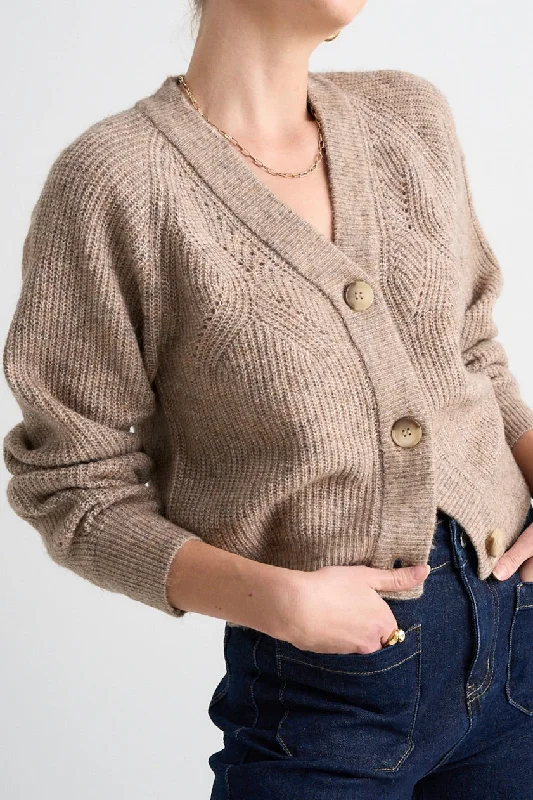 elegant blouses for women -Essence Fawn Knit Cardigan