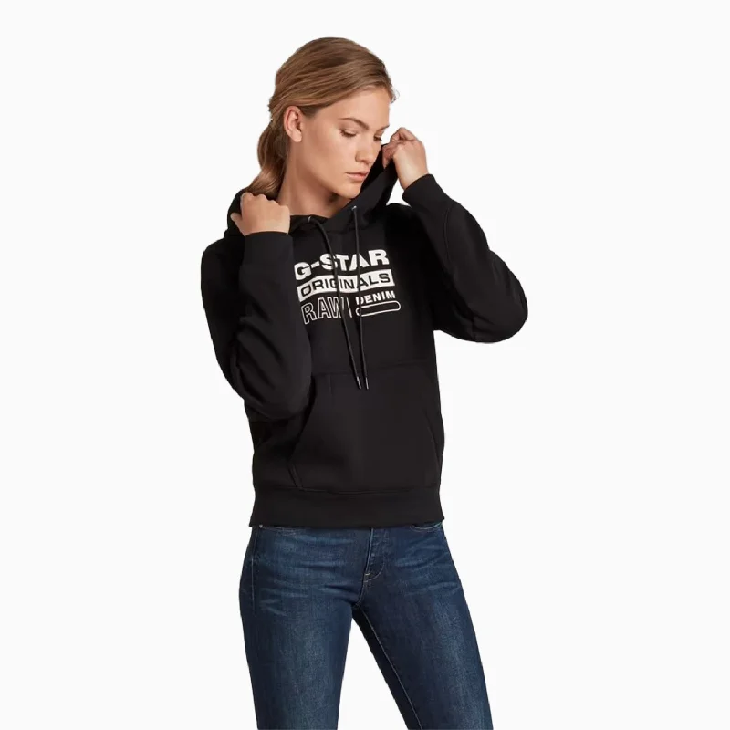 women's cowl neck tops -Women's Premium Core Originals Logo Hoodie