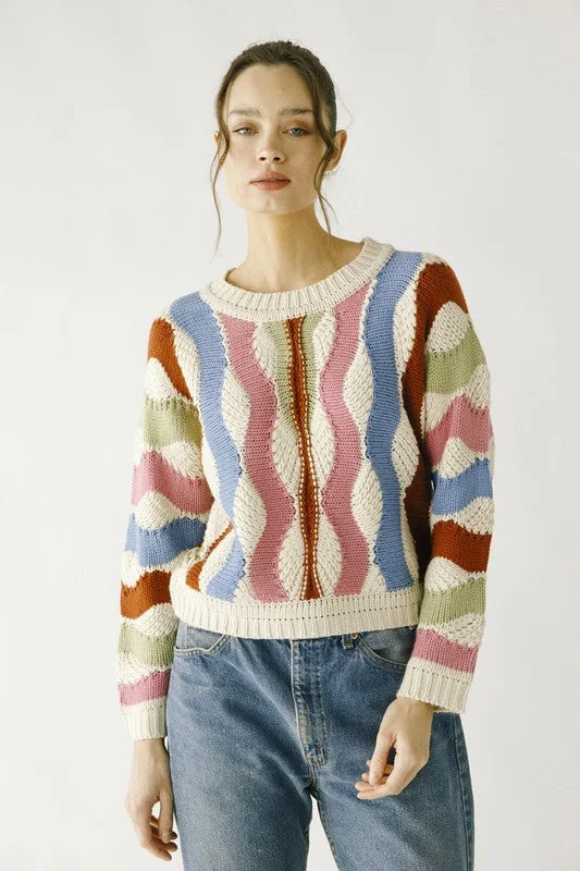 women's cold shoulder tops -Better Days Multicolor Sweater