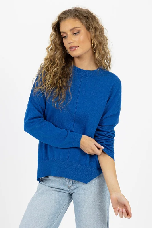 ladies' lightweight hoodies -Klara French Blue Knit Jumper