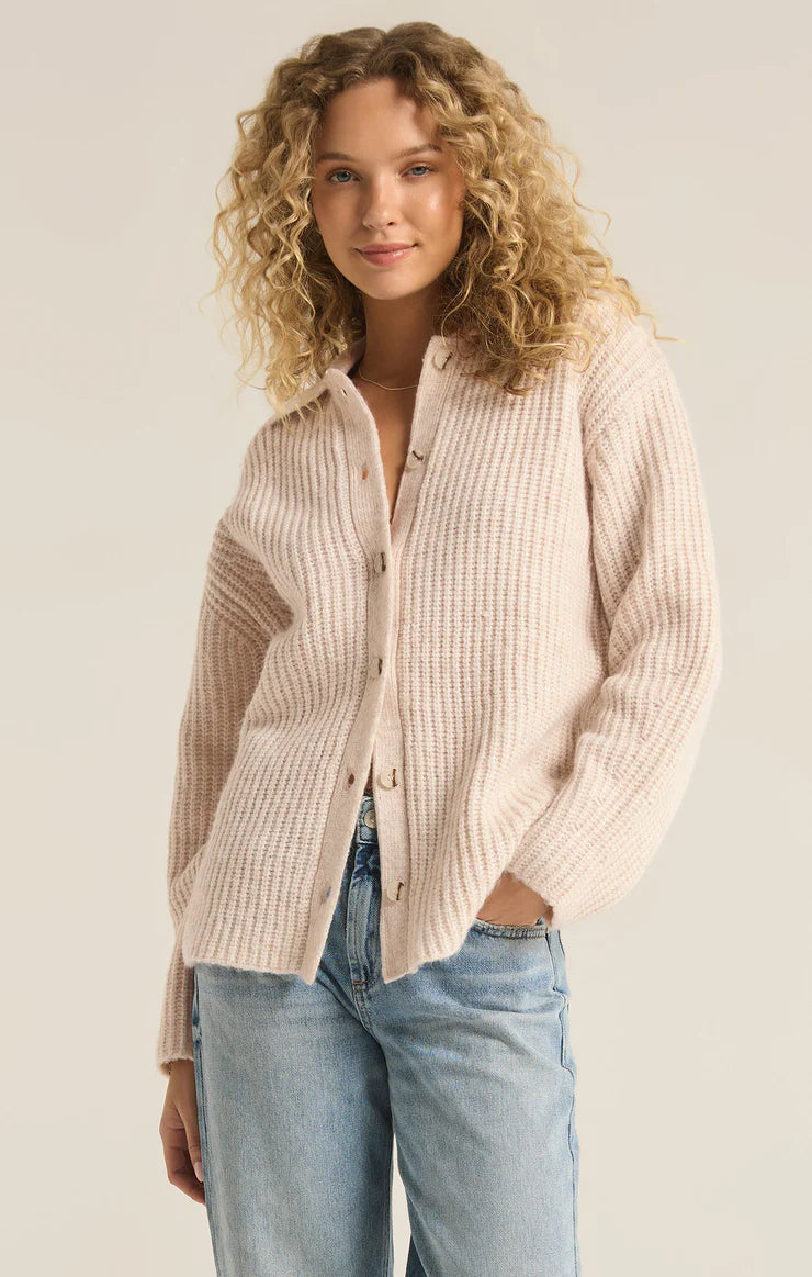 women's fitted ribbed tops -Z Supply ‘Lennie Button Up Sweater’