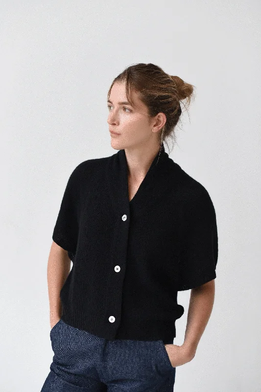 ladies' boyfriend-fit shirts -M.PATMOS Ilam Cardigan - Black