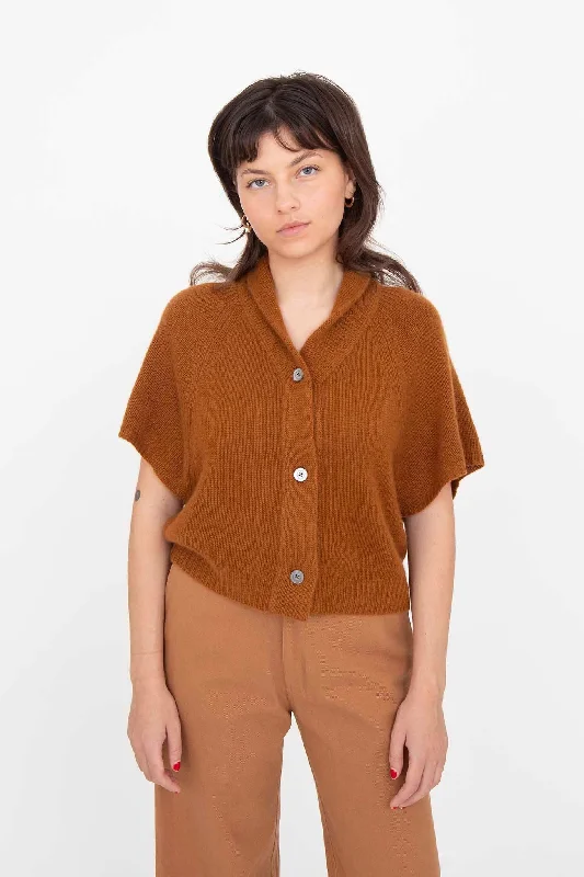 women's mesh tops -M.PATMOS Ilam Cardigan - Caramel