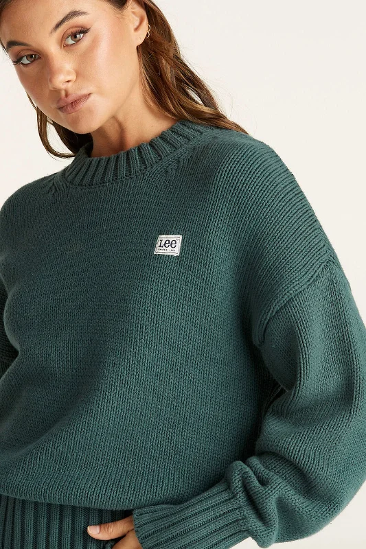 women's varsity-style tops -Maya Forest Knit Sweater