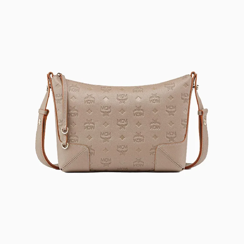 women's crochet tops -Women's Klara Monogrammed Leather Shoulder Bag