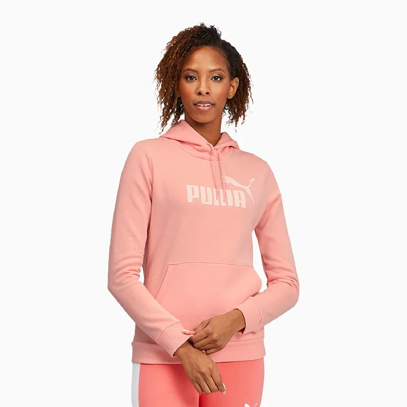 women's bell sleeve tops -Women's Essential Logo Pull Over Hoodie