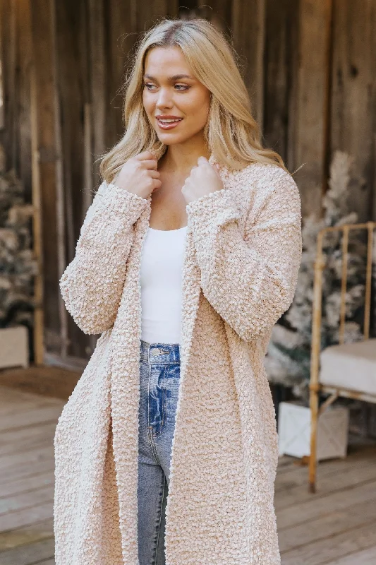 trendy tops for women -Sand Popcorn Dreamer Cardigan