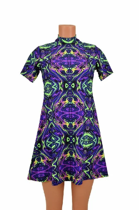 women's bohemian dresses -A-Line Neon Melt Dress