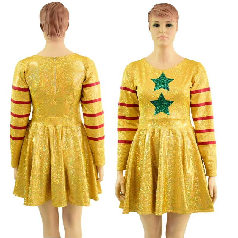 stylish casual dresses for women -Gold, Red and Green Klown Dress