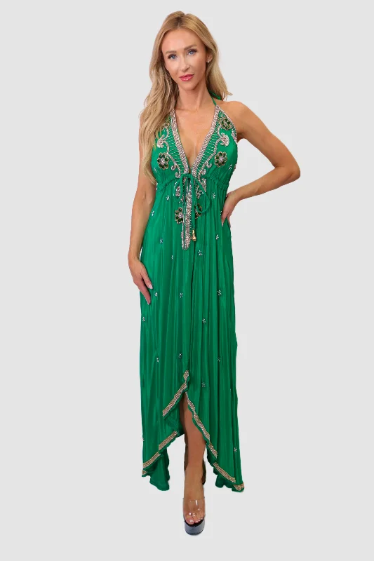 women's flowy dresses -Bali Emerald Green Dress