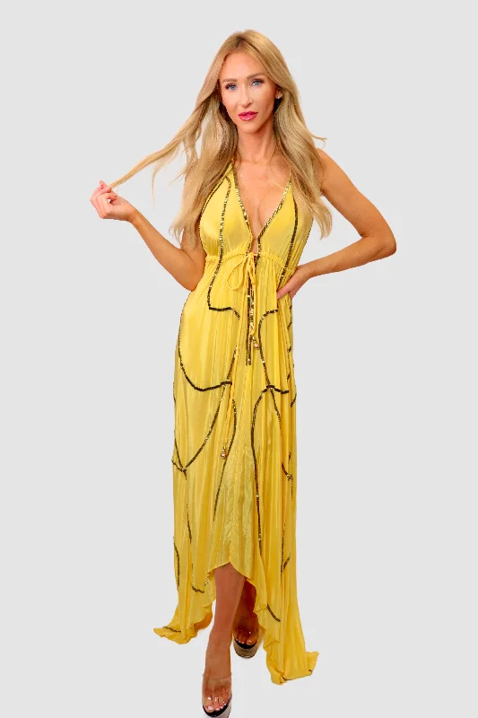 women's polka dot dresses -Tulum Yellow Dress