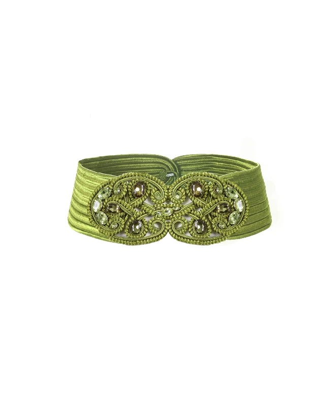 casual summer dresses for women -Knitted Green Belt With Stones