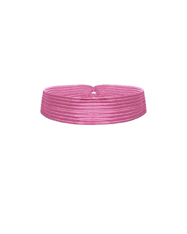 women's cowl neck dresses -Pink Knitted Belt