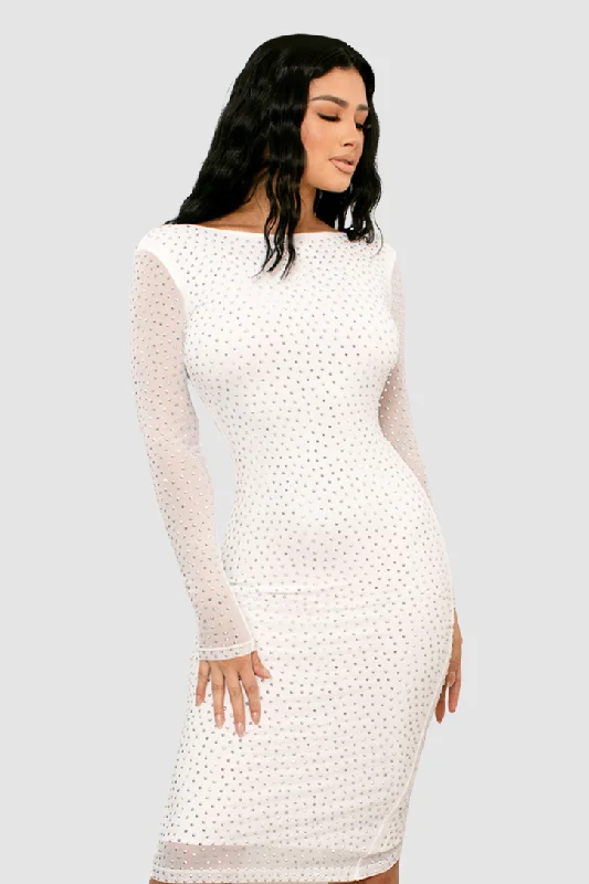 women's midi dresses -L/S Ivory Dress