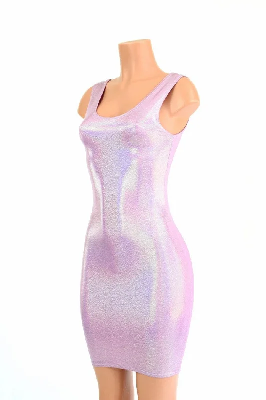 women's maxi dresses -Lilac Holographic Tank Dress