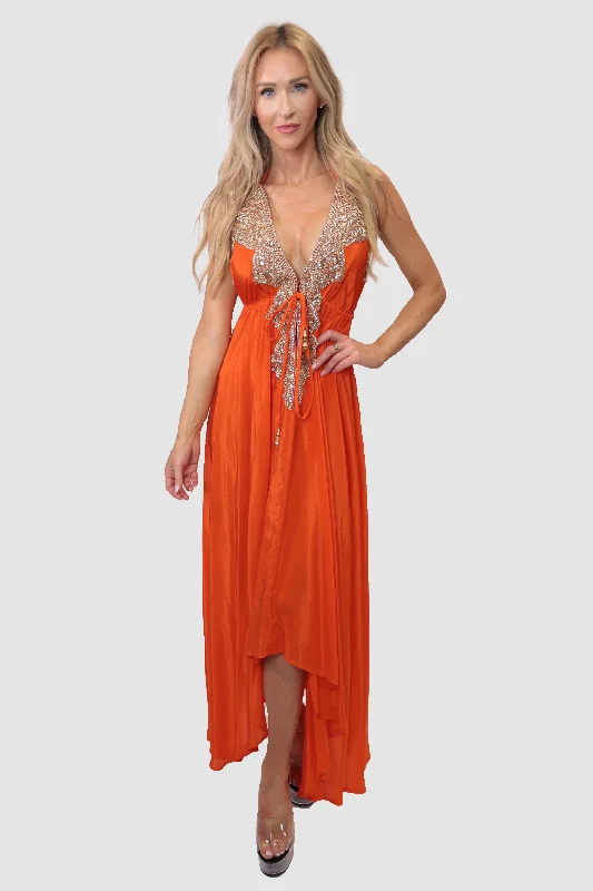 women's lace dresses -Marbella Orange Dress