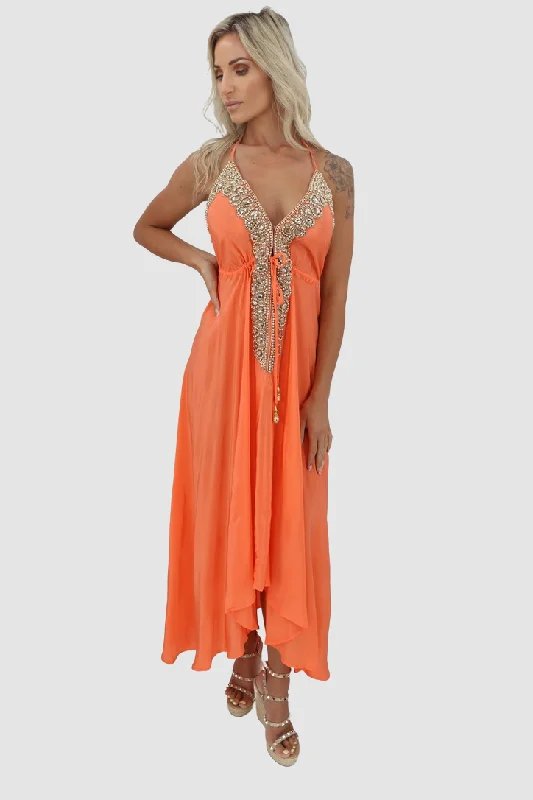 stylish long dresses for women -Marrakesh Peach Dress