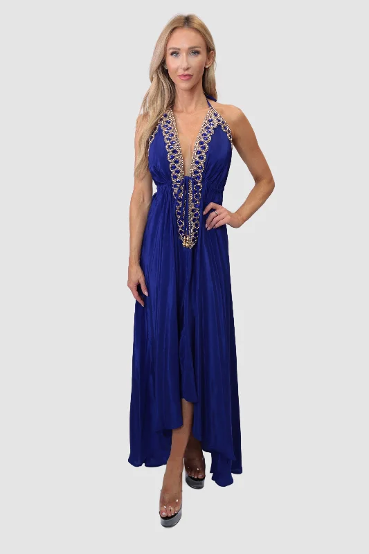 ladies' baby doll dresses -Marrakesh Royal Blue Dress