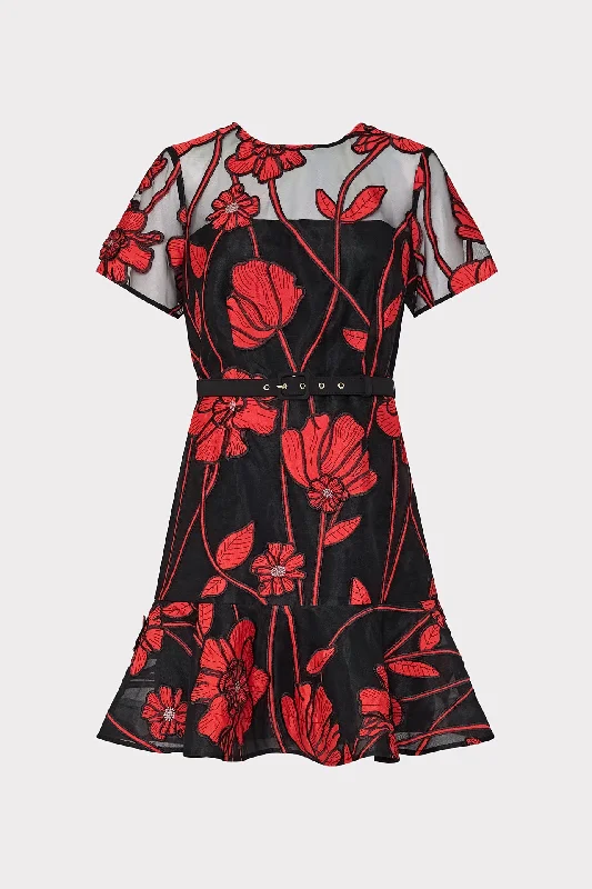 women's casual t-shirt dresses -Rosie Grand Fleur Embroidered Dress