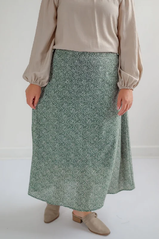 women's slit pencil skirts -ladies' palazzo pants -Bristol Floral Midi Skirt in Pine