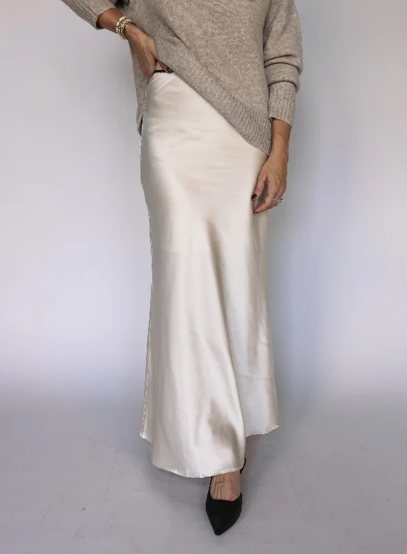 women's A-line skirts -women's lightweight cargo pants -Carol Satin Maxi Skirt