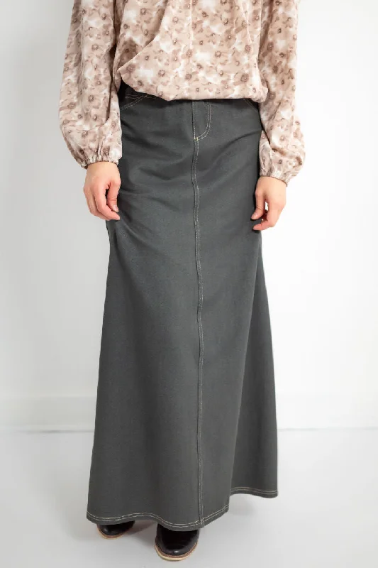 ladies' bell-shaped skirts -women's cropped leggings -Caroline Knit Maxi Skirt in Gray