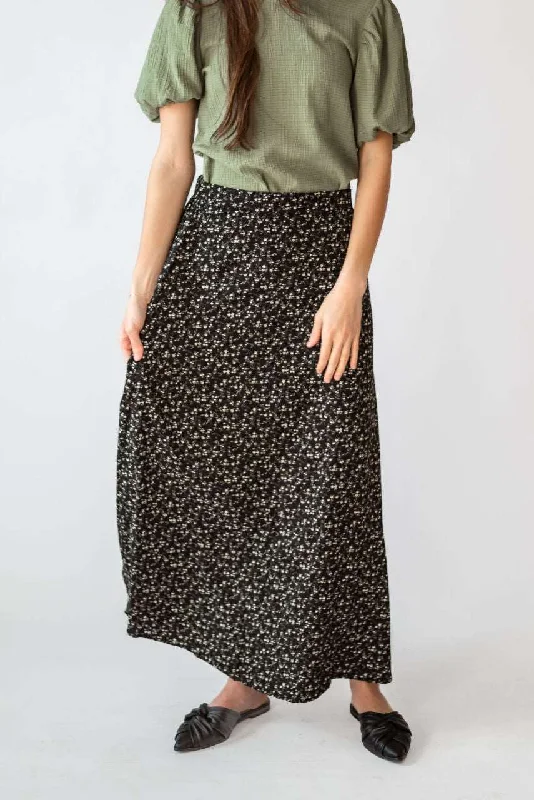 casual skirts for women -classic chino pants for women -Chloe Floral Skirt in Black - FINAL SALE