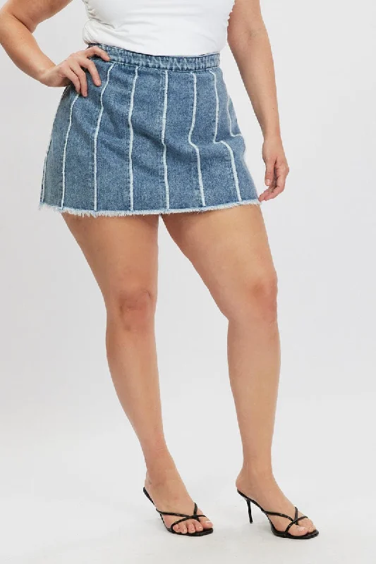 women's ruffle hem skirts -ladies' paperbag waist pants -Denim Frayed Denim Mini Skirt