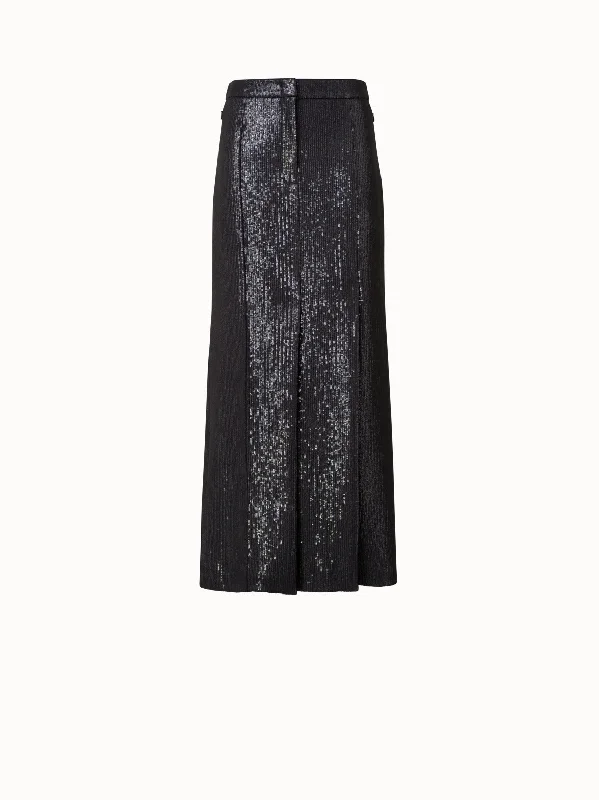 ladies' boho skirts -stylish trousers for women -Long Sequin Covered Silk Skirt