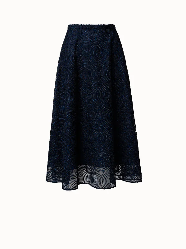 women's wrap skirts -women's button-up skirts -Metallic 3D Dot Embroidery Midi Skirt