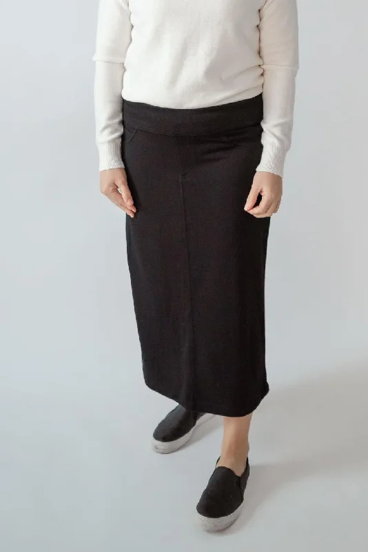 women's velvet skirts -women's work trousers -Sara 29" Knit Skirt in Black - FINAL SALE