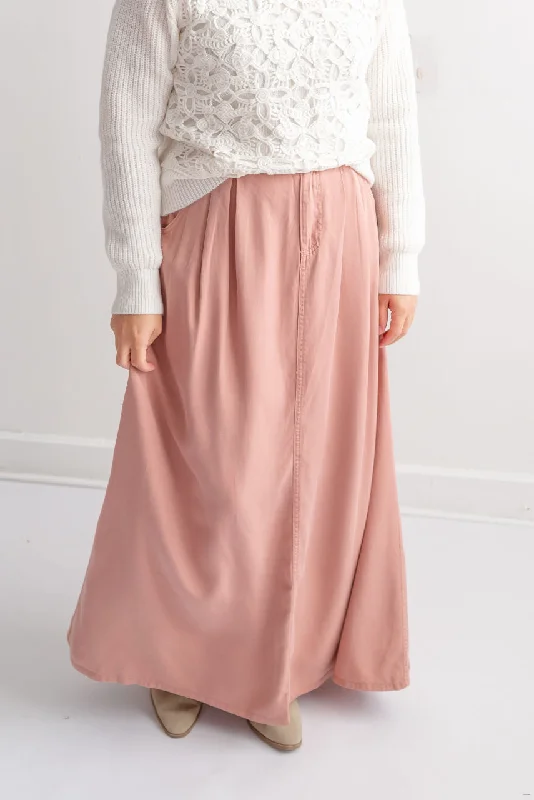 women's ruched skirts -women's asymmetrical skirts -Sicily Maxi Skirt in Rose-Mauve