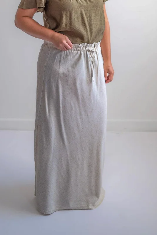 women's maxi skirts -casual shorts for women -Sutton Linen Maxi Skirt in Oatmeal - FINAL SALE