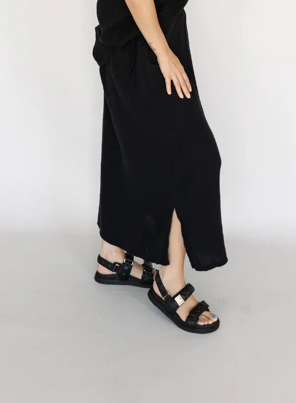 stylish long skirts for women -ladies' tie-front shorts -Tranquility Skirt - Black - Final Sale